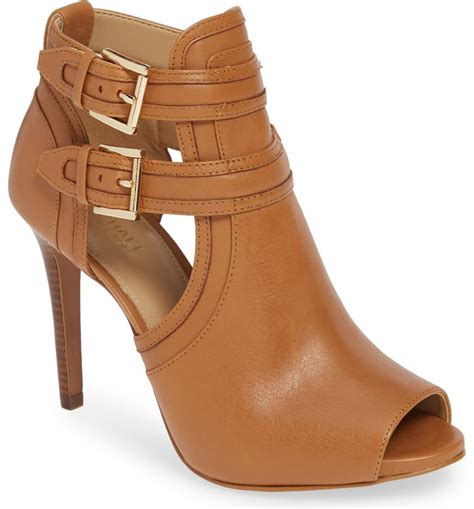 michael michael kors blaze leather peep toe buckle detail booties|Michael Kors Blaze Peep.